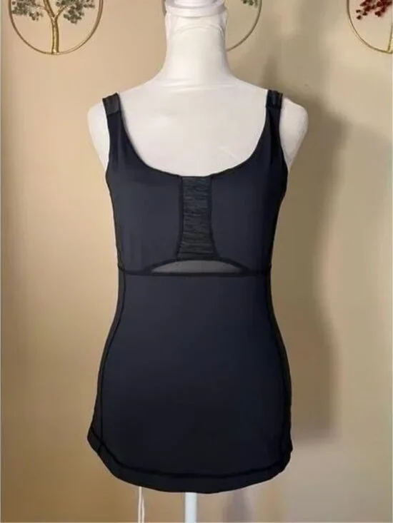 Lululemon Dance : Grace Black Athletic Tank Top w Mesh Panels Size 4 - Picture 1 of 3